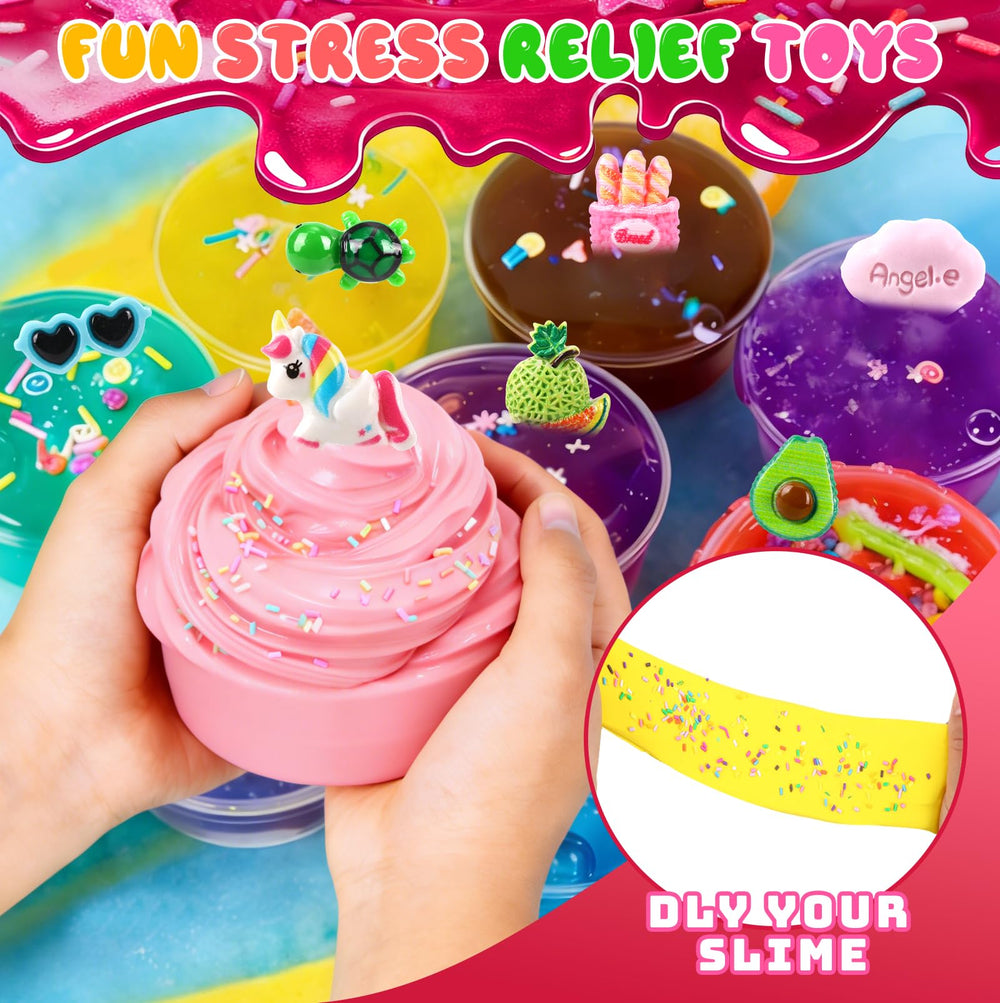 JMUQ butter slime edition with glitter and cute charms.