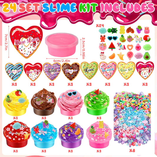 Heart-shaped donut cards design by JMUQ with sparkling slime embellishments.