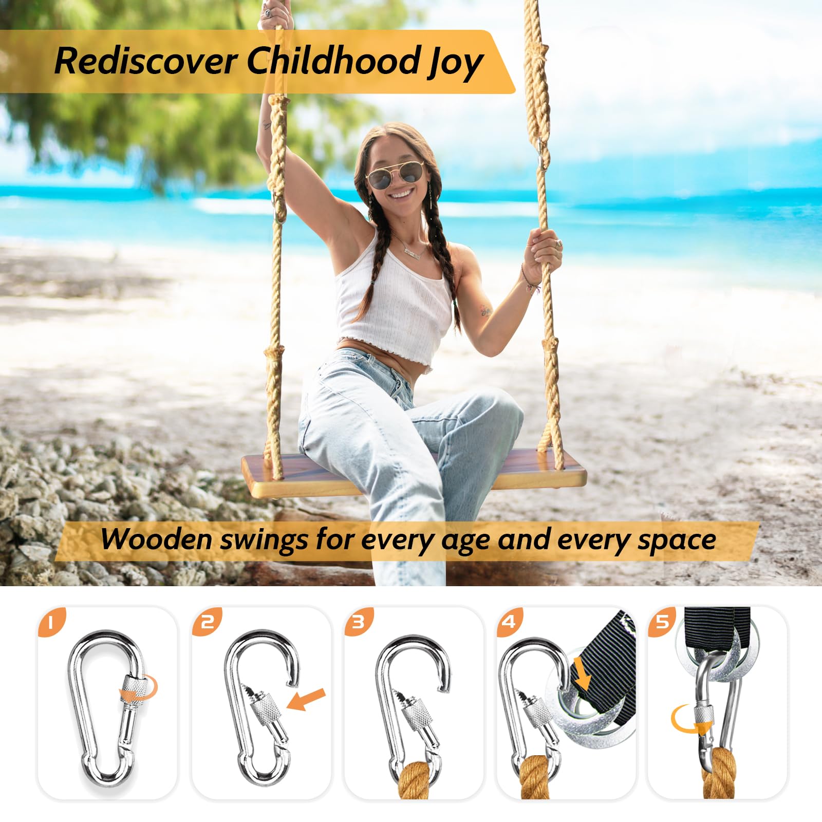 JMZOO wooden swing decor idea for living space