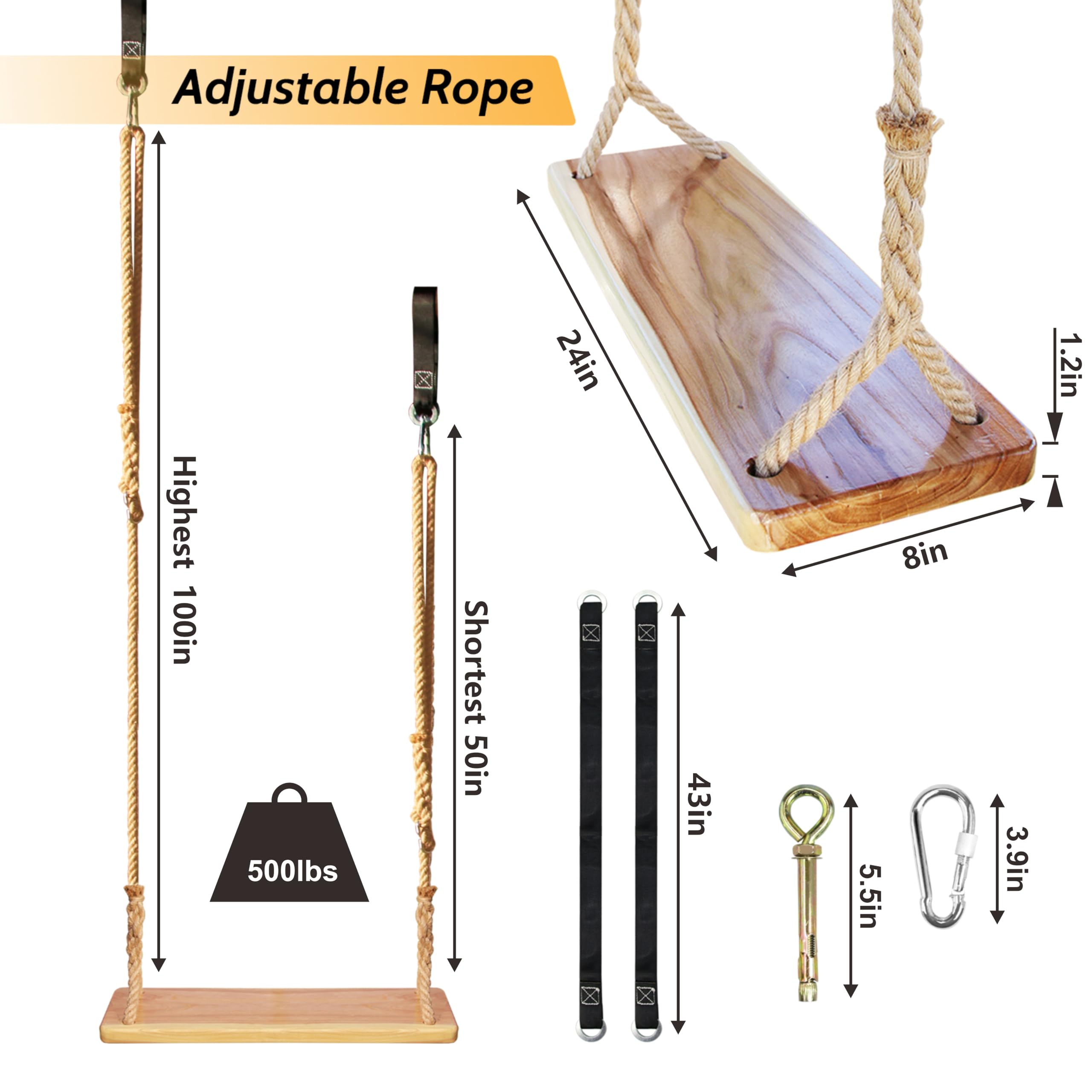 JMZOO wooden swing supporting joyful family time outdoors