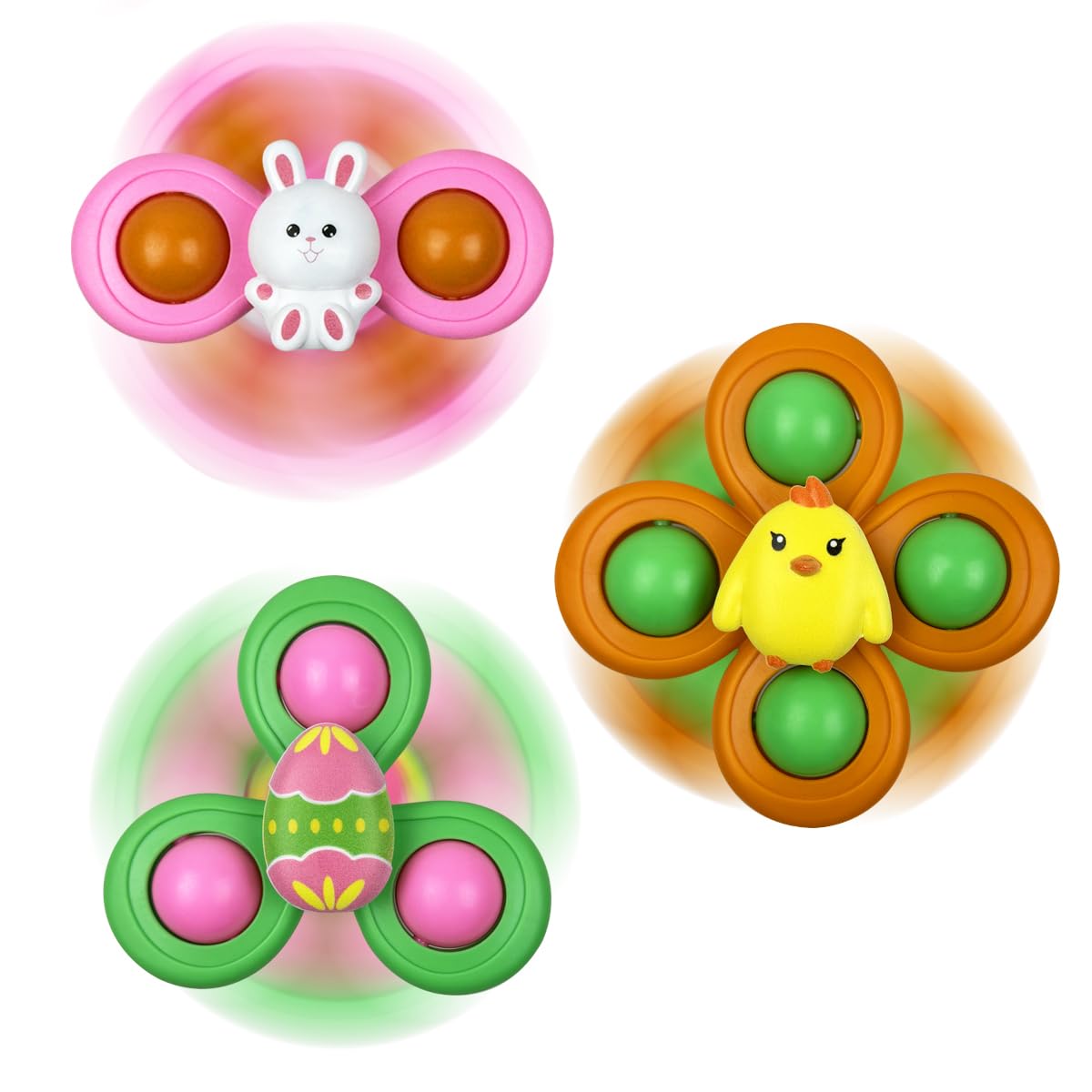 JoFAN Easter egg spinner with suction cup for bright, engaging toddler play