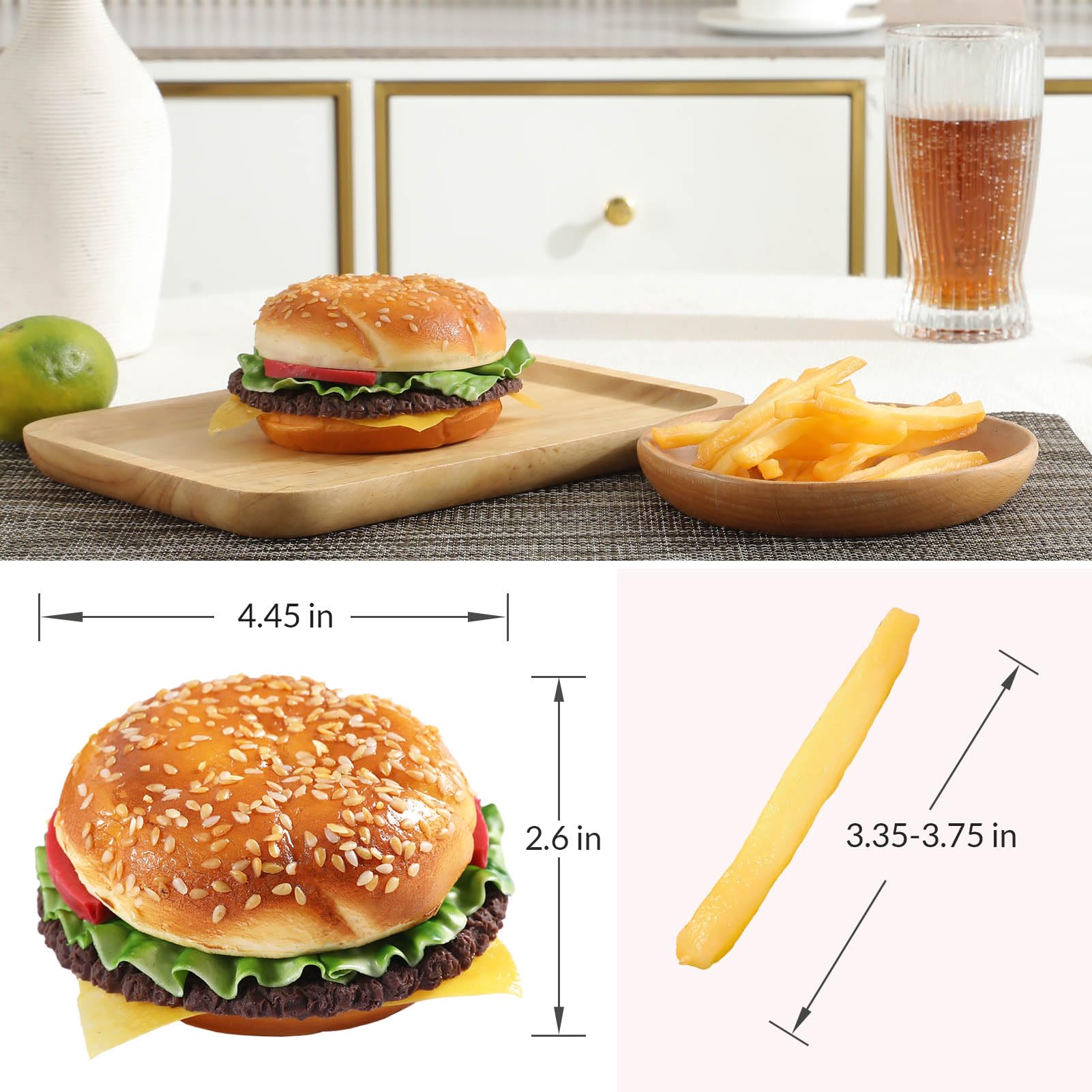 Joeabor artificial fries on display offer practical, mess-free decoration for various settings.