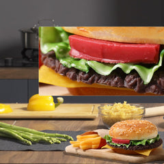Close-up of Joeabor hamburger emphasizes realistic colors and layered texture.