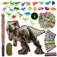 JOARHONAL dinosaur pinata set shown as a vibrant party centerpiece for kids.