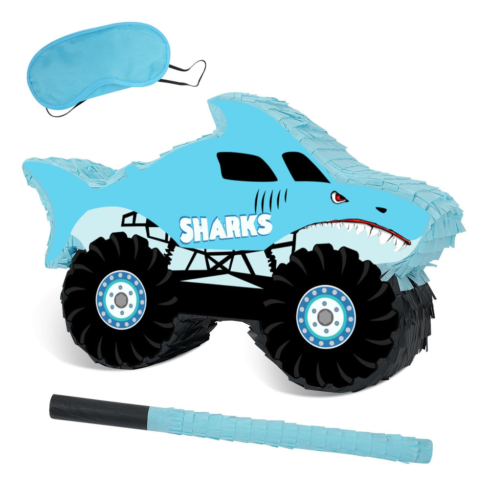 JOARHONAL shark monster truck pinata small, vibrant exterior for lively party decor
