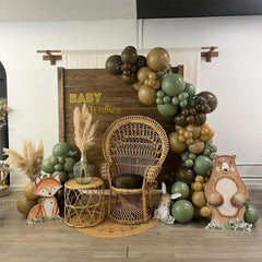 Jobkoo 12-inch brown balloons add earthy tones for woodland birthday decorations.