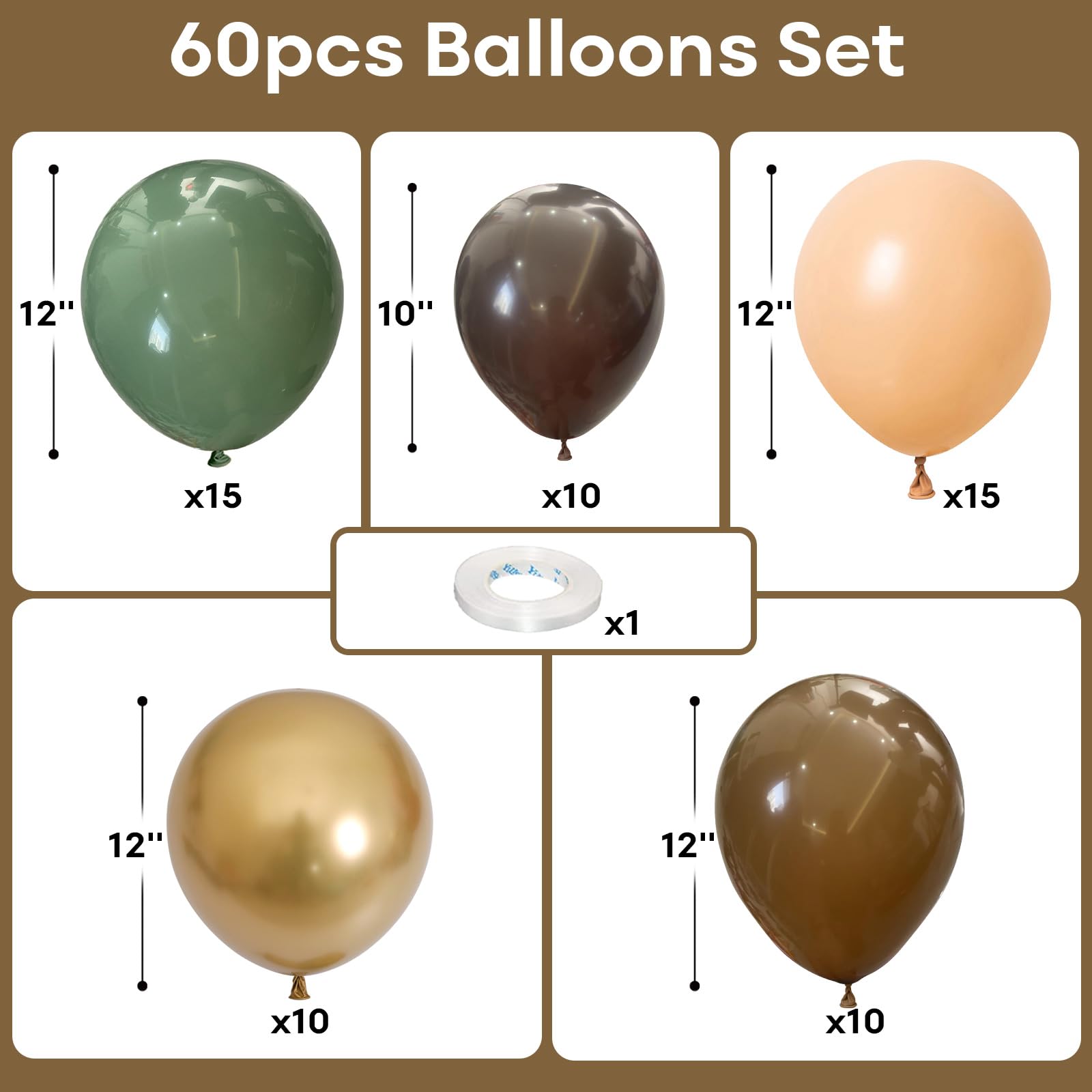 Jobkoo 12-inch sage green balloons provide calm ambience for rustic birthday setups.