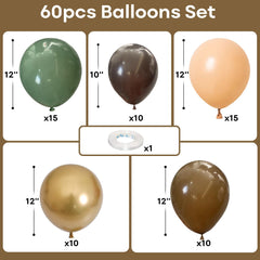 Jobkoo 12-inch sage green balloons provide calm ambience for rustic birthday setups.