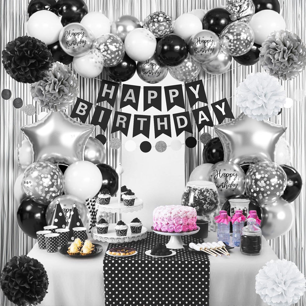 Jobkoo black happy birthday banner sets a celebratory vibe