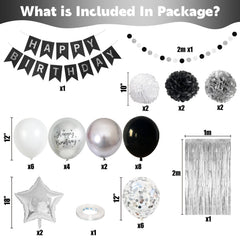 Jobkoo black pom poms provide bold accents for modern celebrations