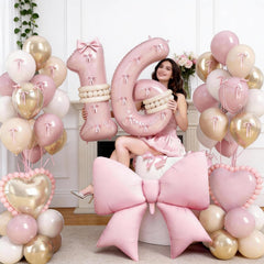 Jobkoo blush pink bow foil balloon 38 inch adds stylish focal point