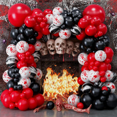 Jobkoo Halloween Balloon Arch Kit red balloons create bold spooky entry for parties