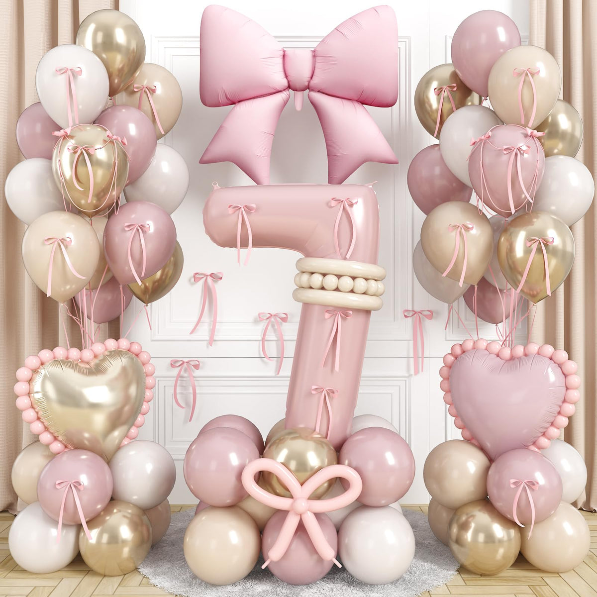 Jobkoo Number 7 balloon 40 inch pink for milestone photo backdrop