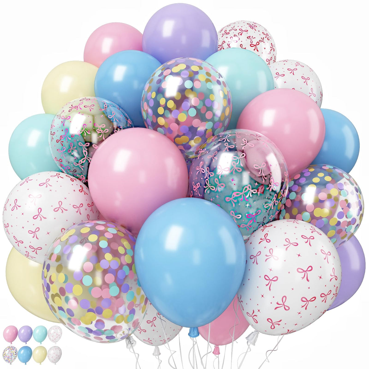 Jobkoo pastel bow balloons baby blue 12in for elegant birthday decor
