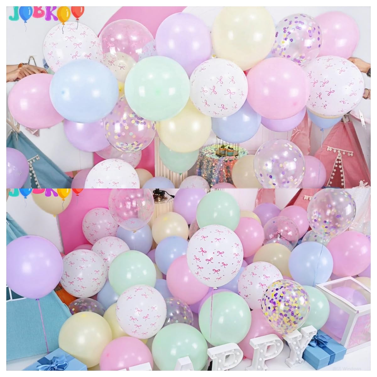 Jobkoo pastel bow balloons pastel yellow 12in ideal for cheerful parties