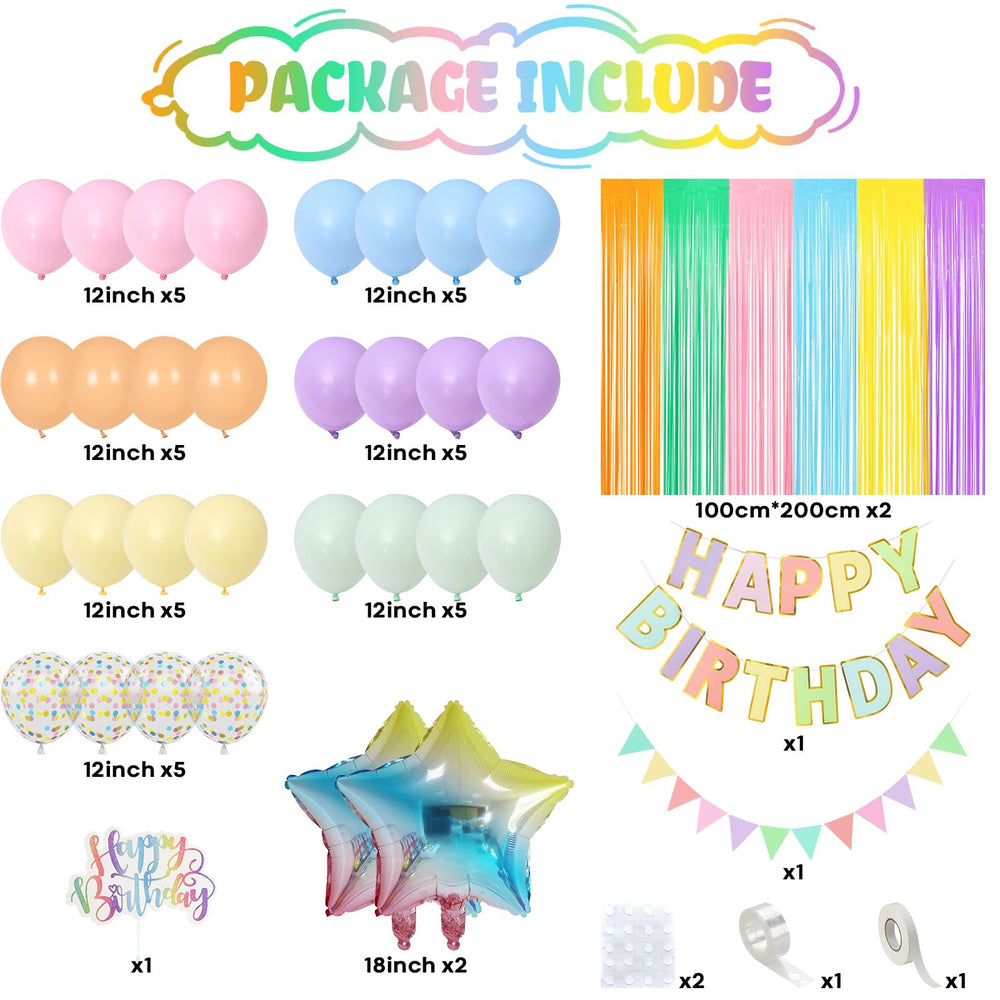 Jobkoo pastel fringe curtain backdrop adds soft, colorful ambiance.