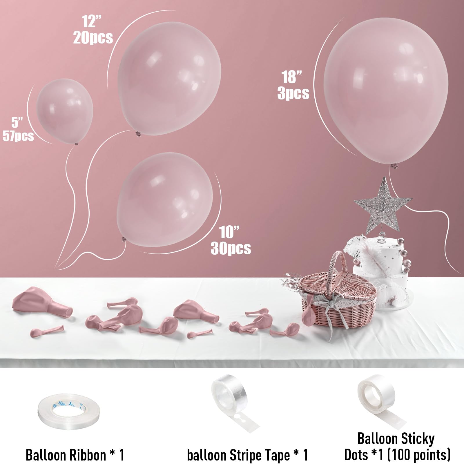 Jobkoo pink 12 inch balloons ideal for baby showers and decor accents