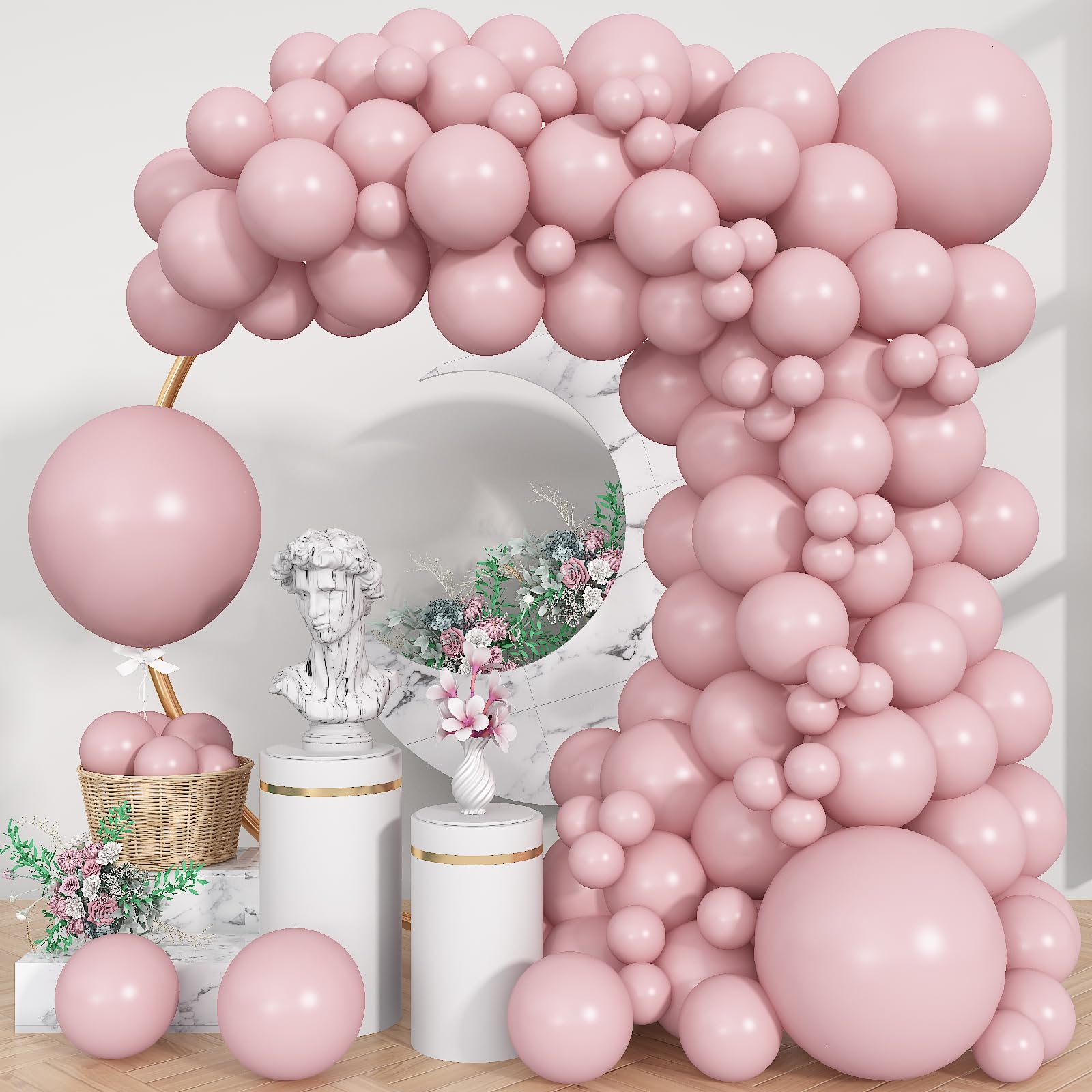 Jobkoo pink 18 inch balloons for elegant wedding arc and photo backdrop