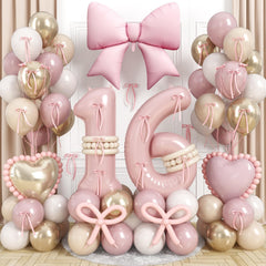 Jobkoo Pink Sweet 16 number balloon 40 inch for elegant 16th birthday photos