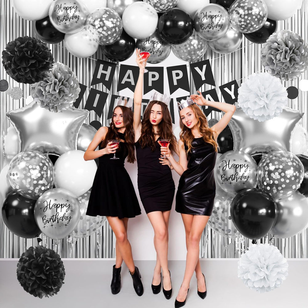 Jobkoo silver pom poms sparkle under lights for party flair