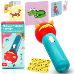 JOCOUNY children's projector toy front view in blue and red for engaging storytelling