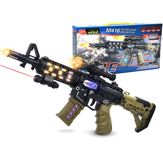 JOCOUNY JQ211 toy machine gun with illuminated barrel for exciting nighttime pretend play.