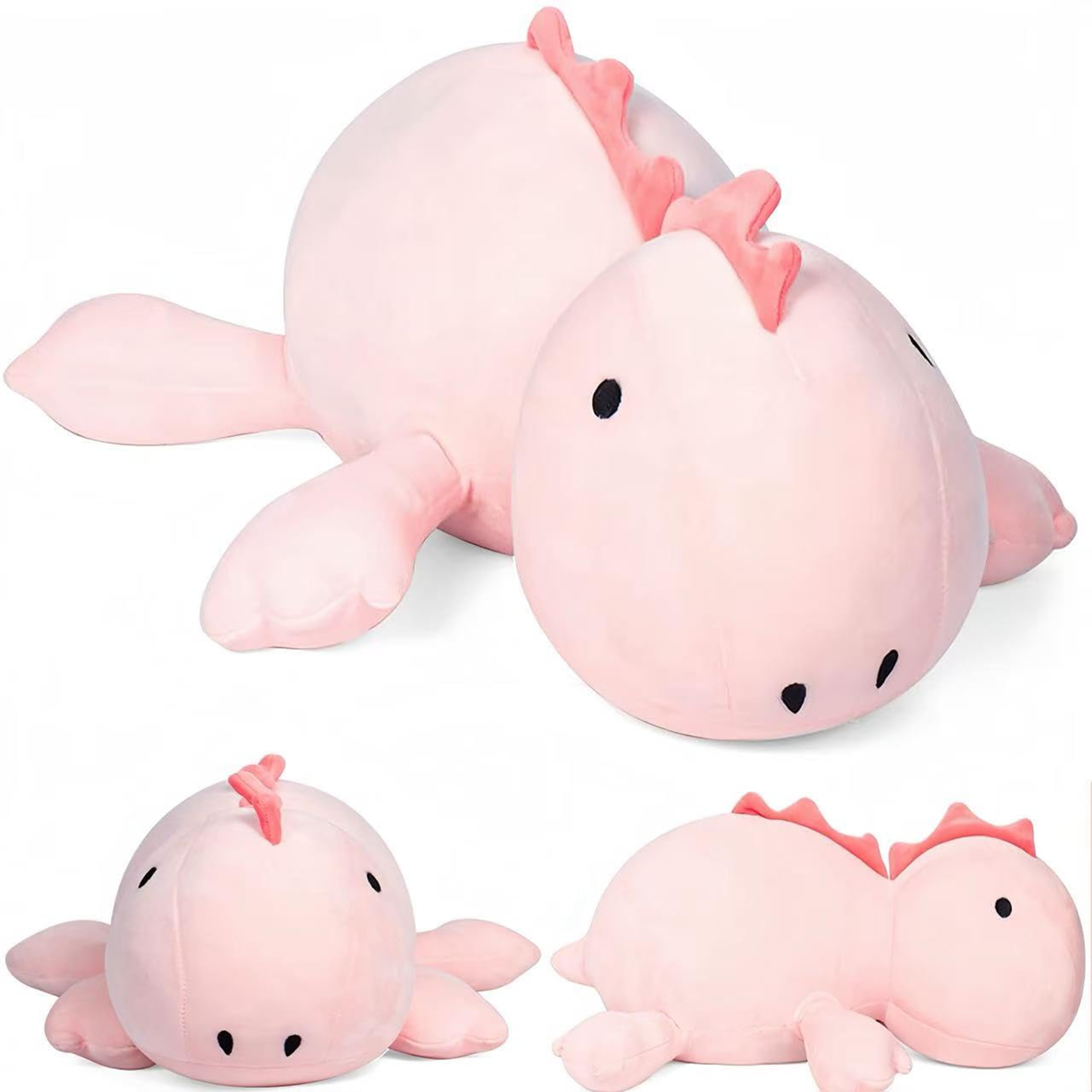 JOD weighted dinosaur plush, 26-inch pink, for comforting hugs and cozy relaxation.