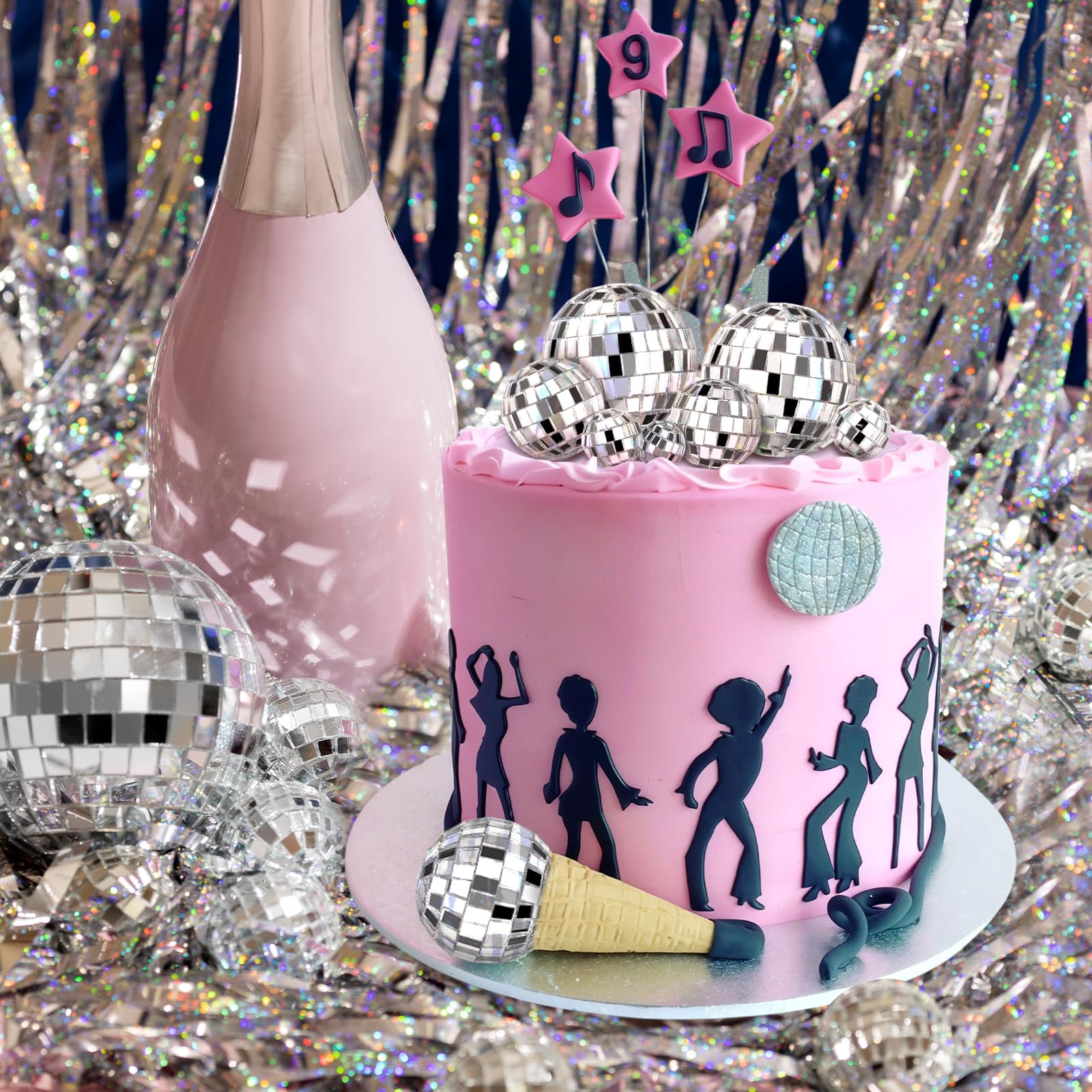 JOERSH disco ball on cake display enhances party visuals