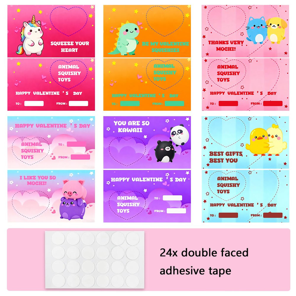 Six-color valentines day cards paired with cute toys for gifting