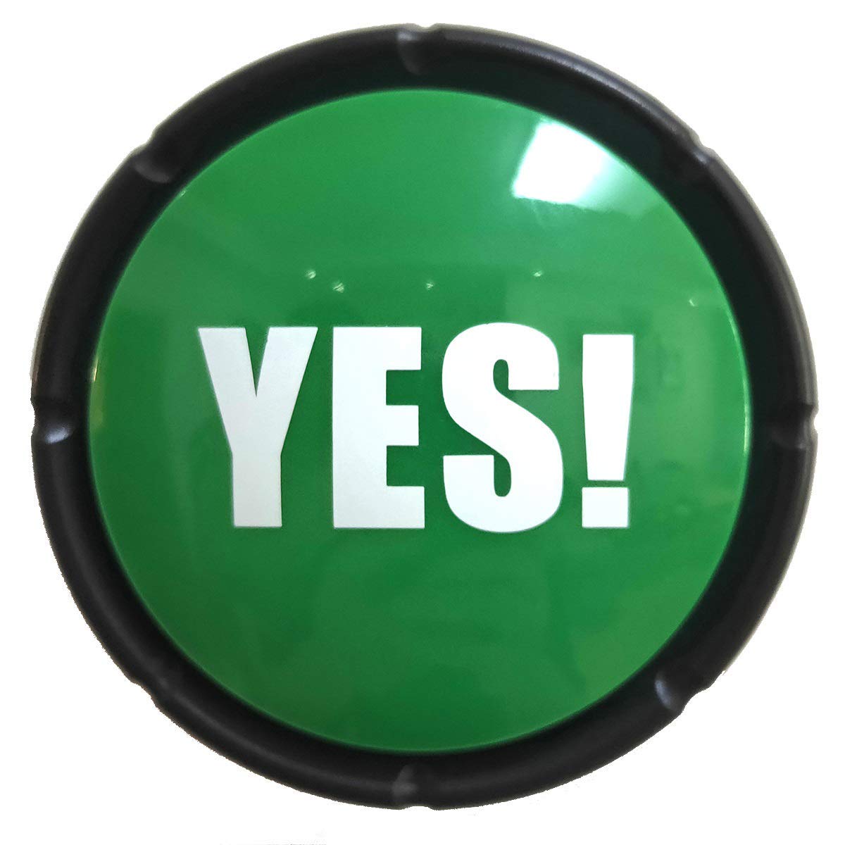 Joffreg YES Sound Button green front view for quick, fun signaling in conversations.