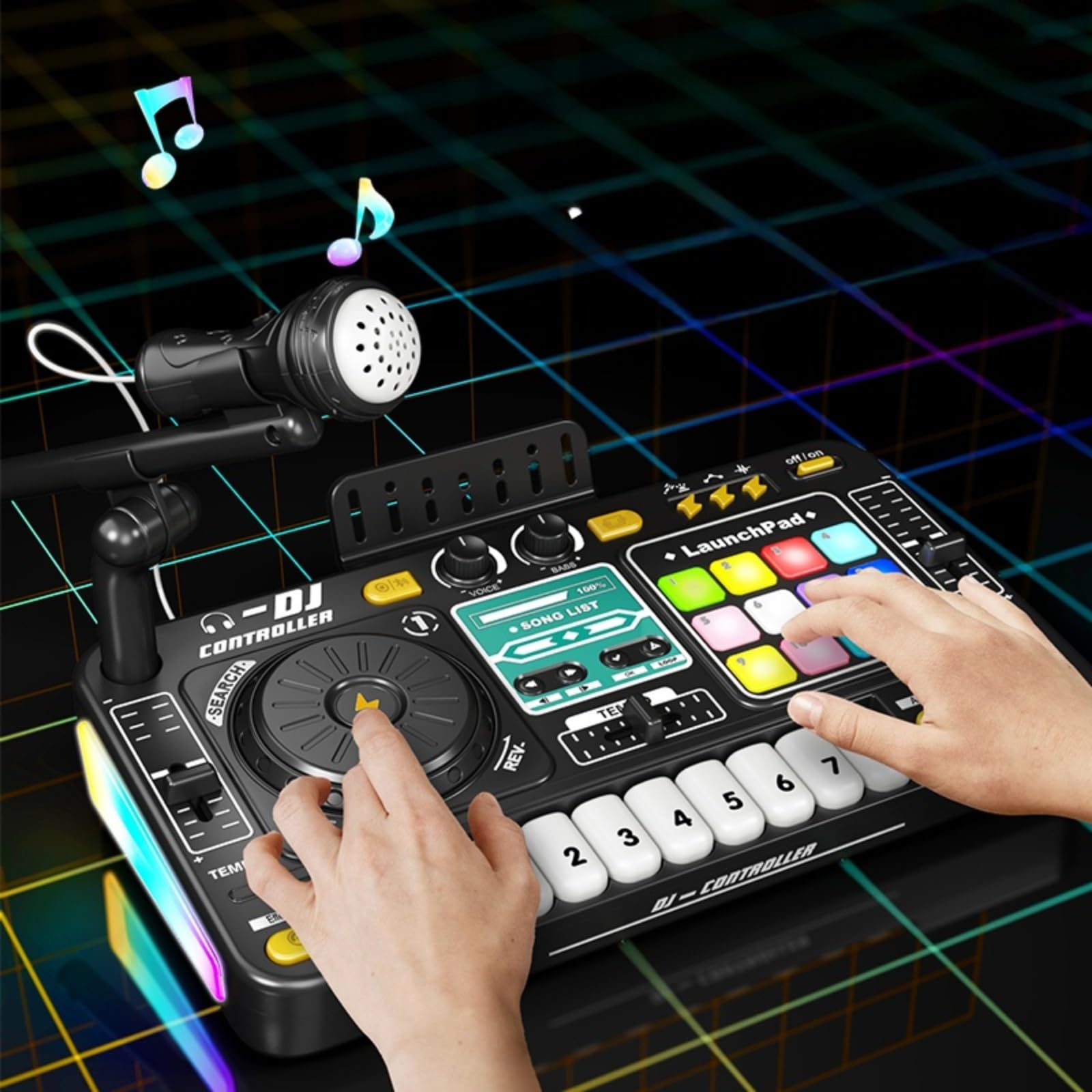 Johehe compact, travel-friendly music toy fits in a bag for trips.