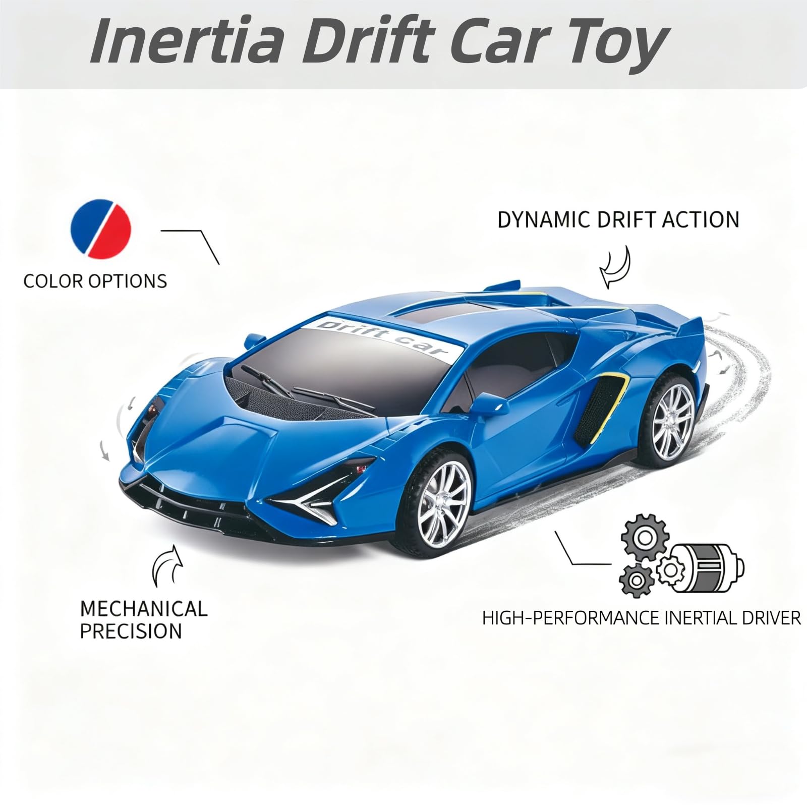 Johehe inertia drift car red side view with vivid color and smooth push action