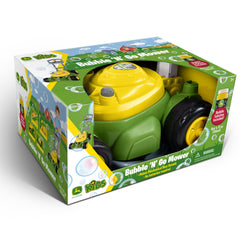 John Deere bubble lawn mower in an outdoor play setting encouraging activity