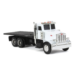 John Deere ERTL Peterbilt flatbed toy truck top view, authentic detailing.