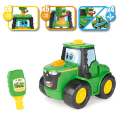 Johnny Tractor's eyes spin with expressions when the yellow slot key turns