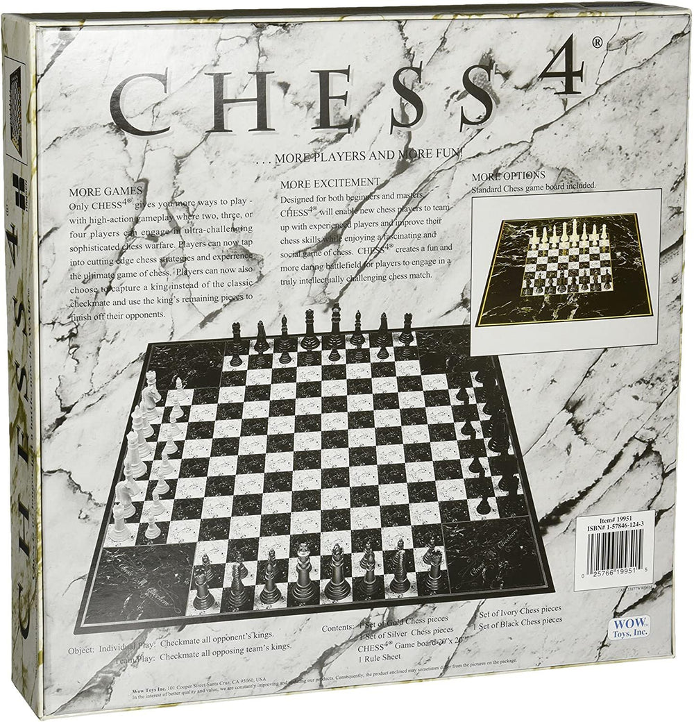 John N. Hansen Chess 4 multicolor pieces enable engaging four-person play.