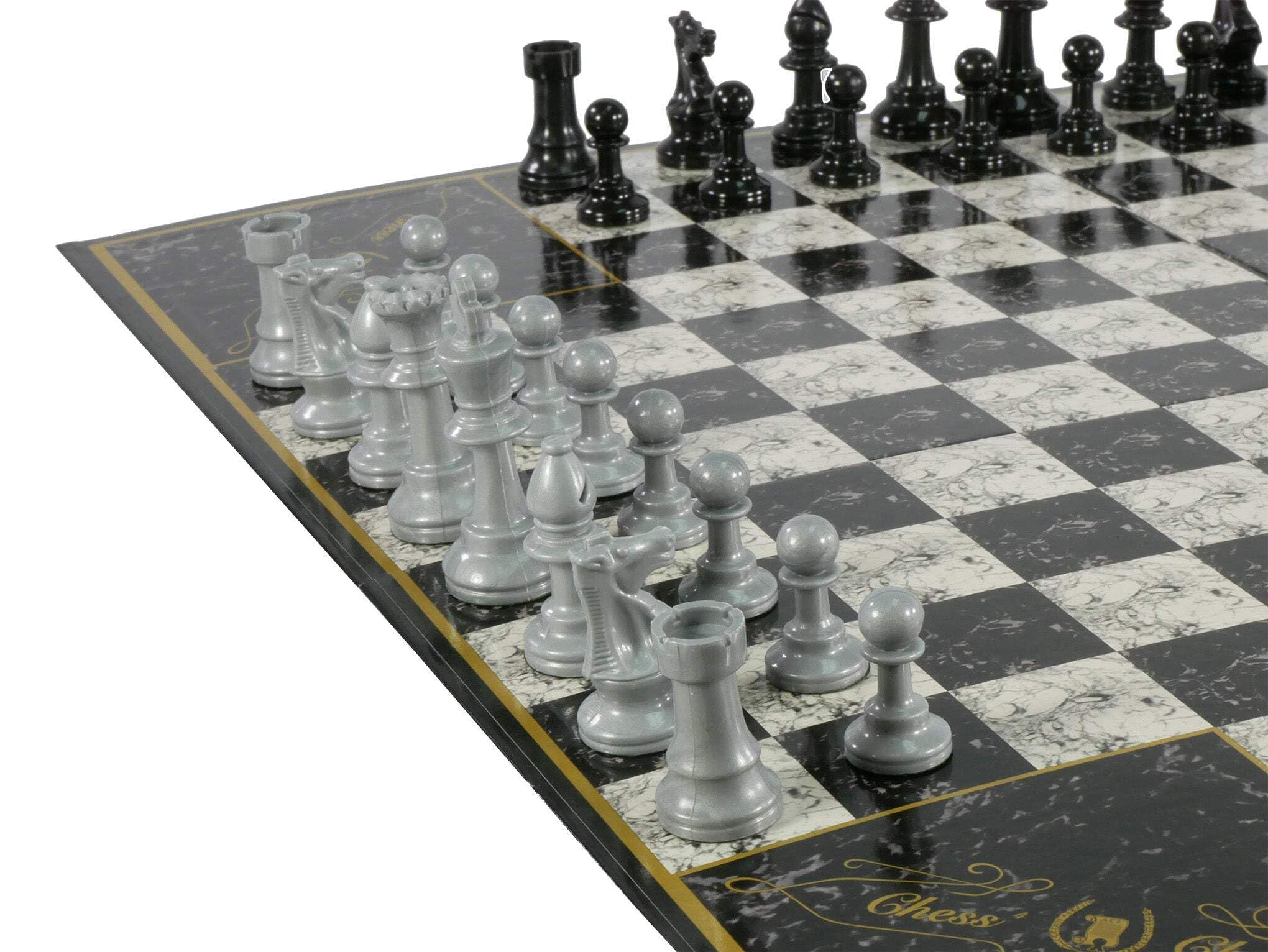 John N. Hansen Chess 4 weighted and felted pieces enhance handling.