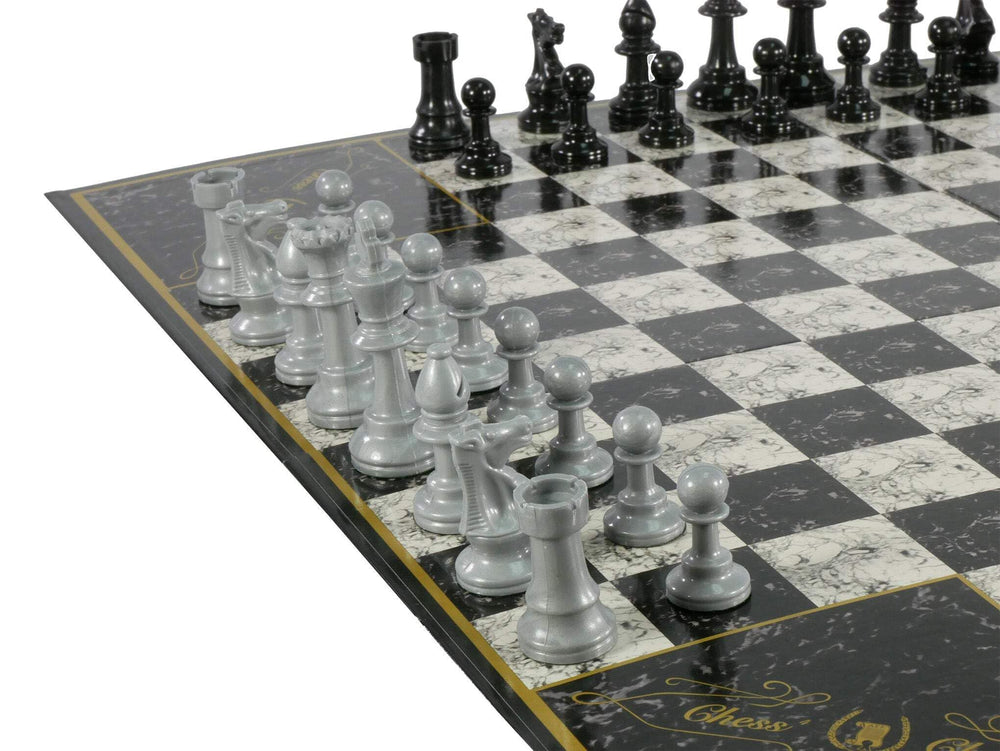 John N. Hansen Chess 4 weighted and felted pieces enhance handling.