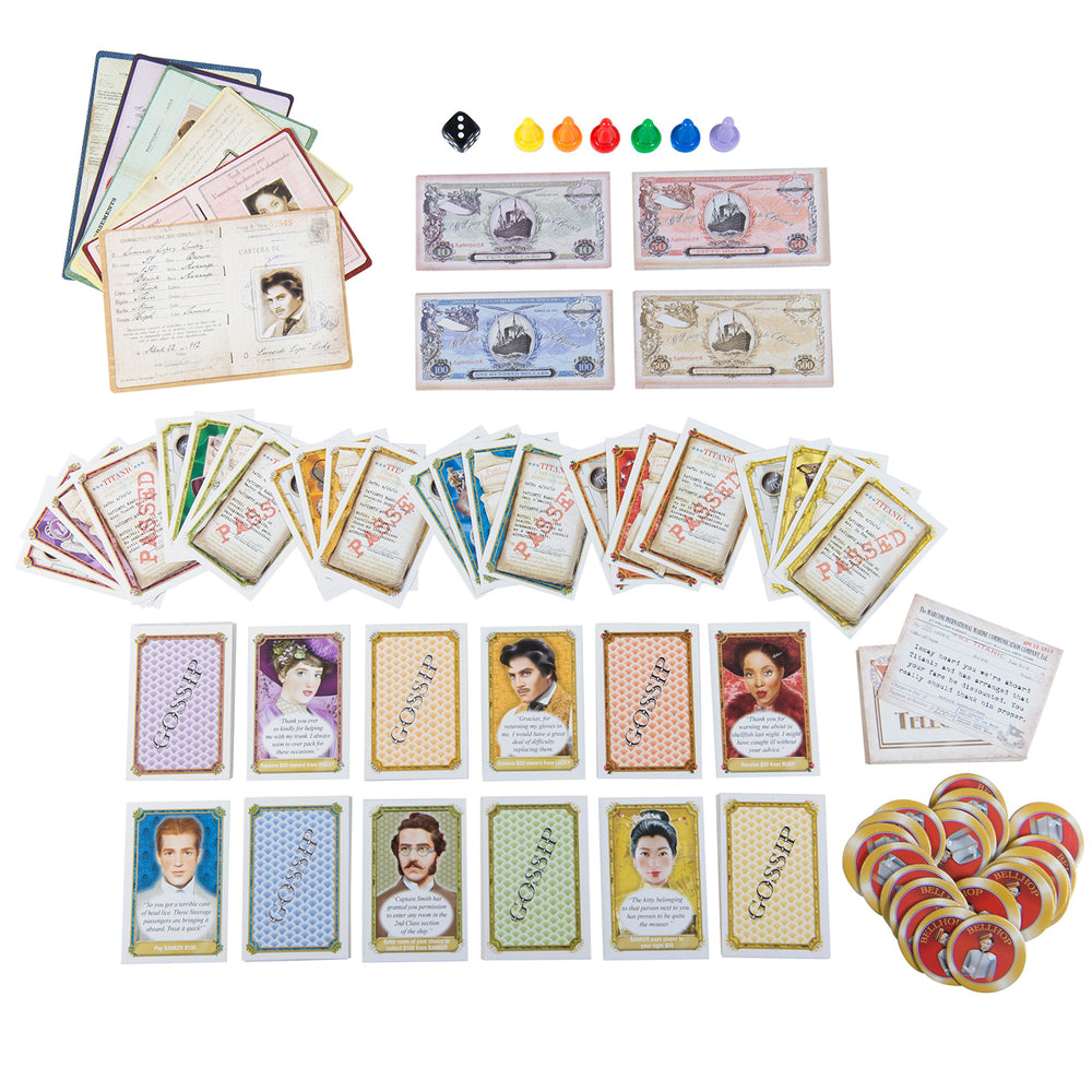 John N. Hansen Titanic board game property cards track progress.