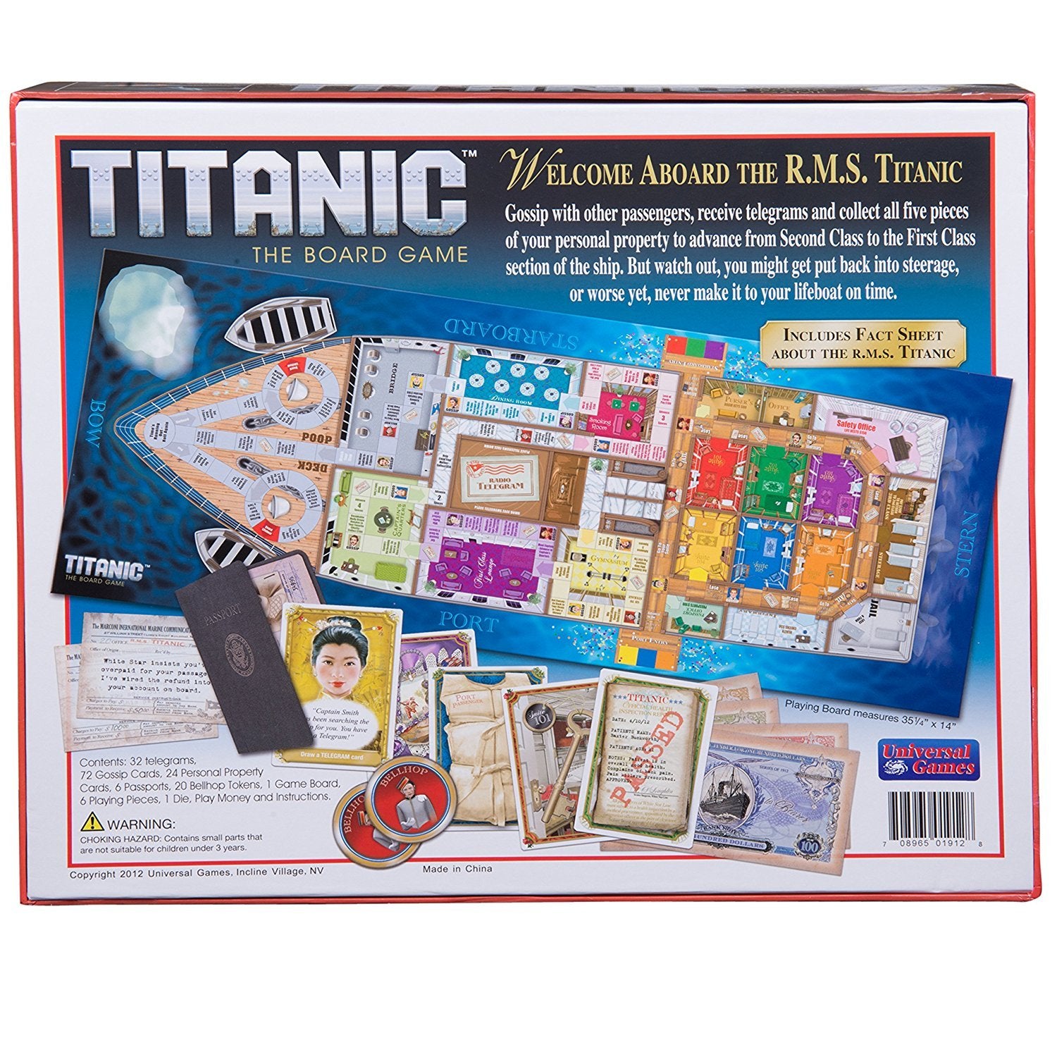 John N. Hansen Titanic board game telegrams and gossip cards for in-game interaction.