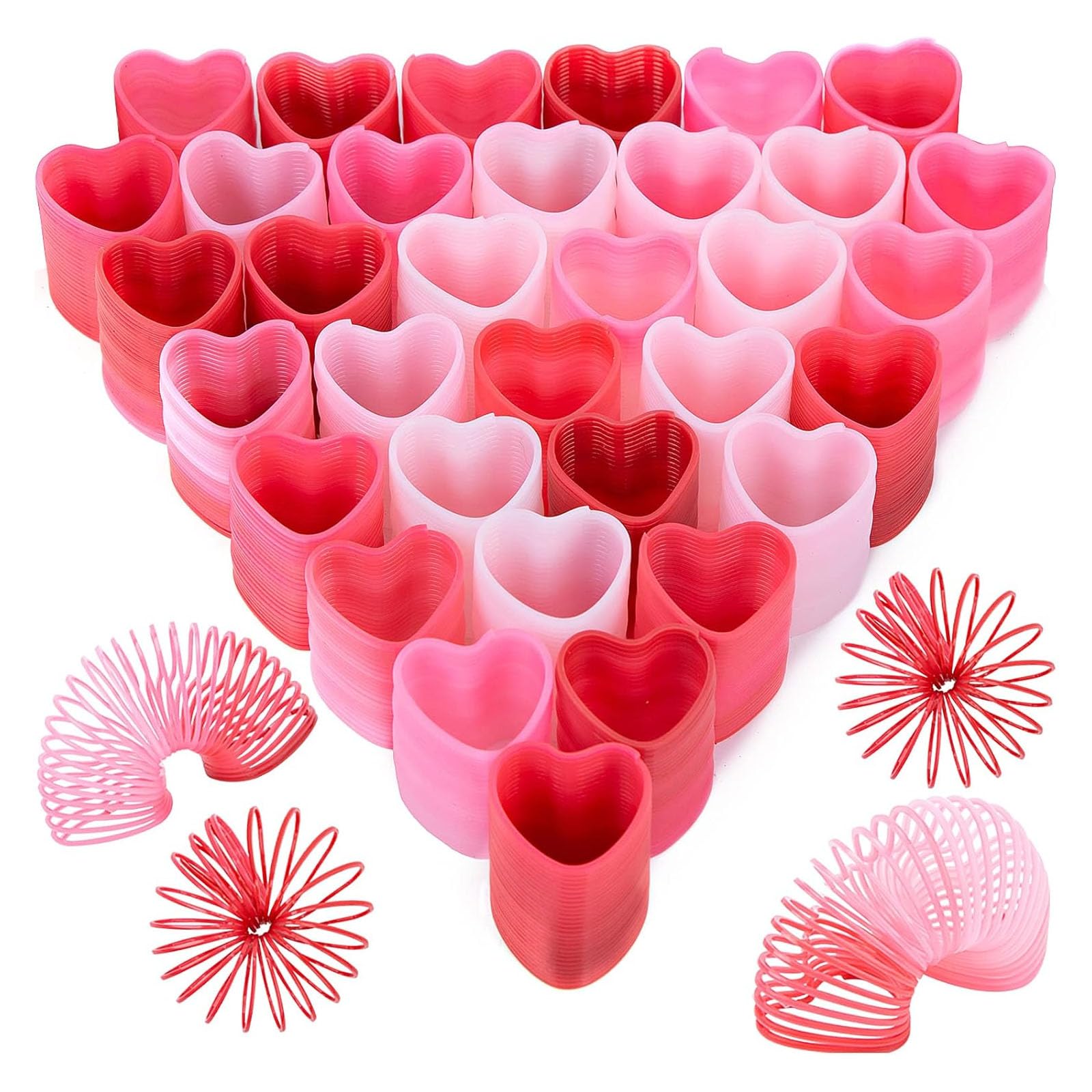 JOHOUSE heart spring toy in rainbow hues for classroom prizes and sensory play.