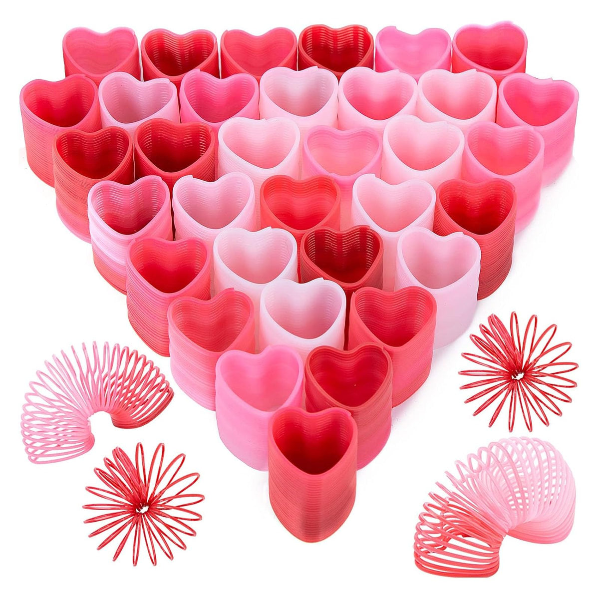 JOHOUSE heart spring toy in rainbow hues for classroom prizes and sensory play.