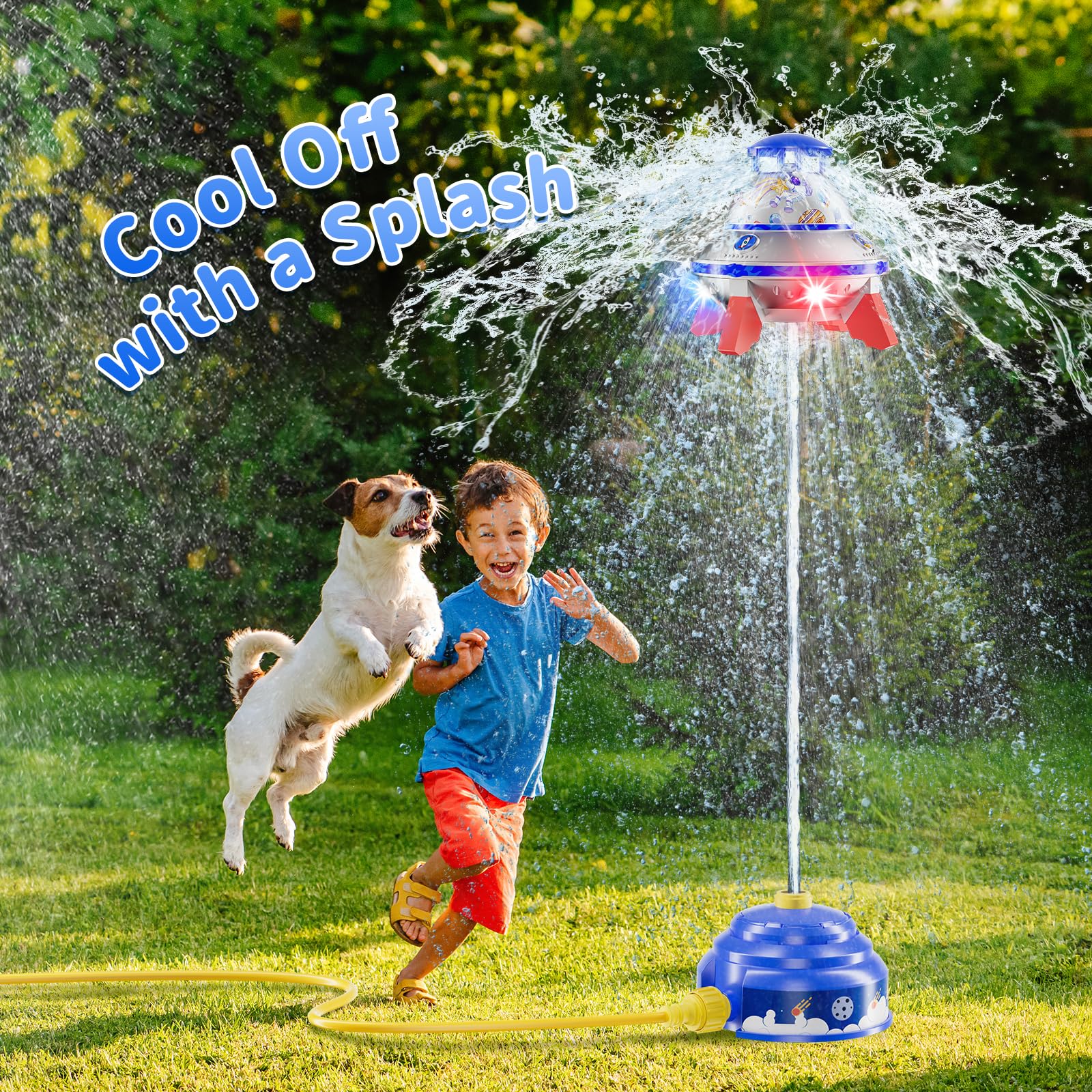 Adjustable height feature lets kids tailor sprays to their height and play area.