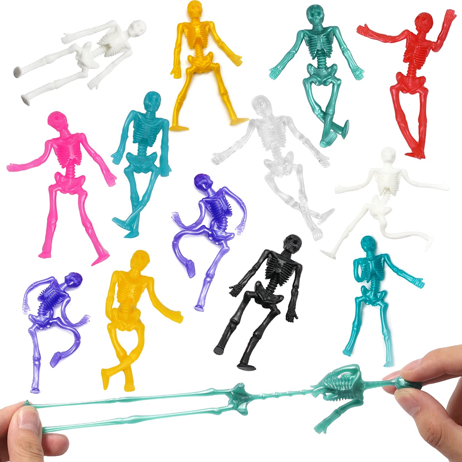 JOICEE stretchy skeleton toy demonstrates flexible stretch up to 21 inches for interactive play