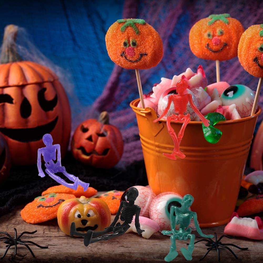 JOICEE 24PCS bundle enhances party decorations with tactile, squeezable skeleton toys