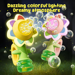 JOI MEW bubble guns in action with dancing bursts and kid-friendly design