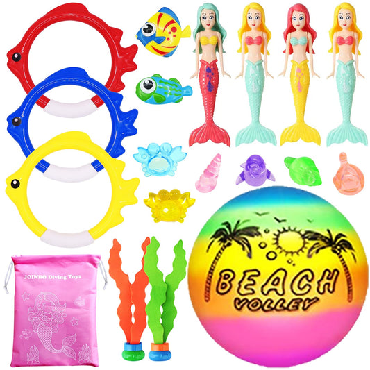 JOINBO 18-pcs diving pool toys overview with colorful set for family pool time