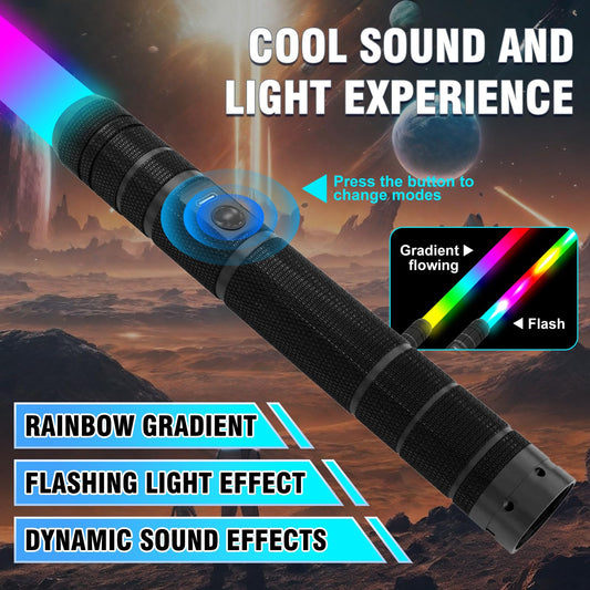 JOINBO LED saber shows seven color modes for dynamic play.