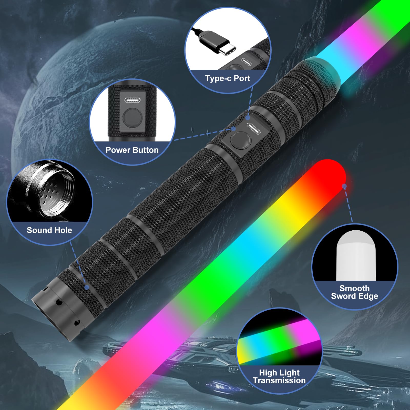 JOINBO saber with built-in sound effects enhances pretend battles.