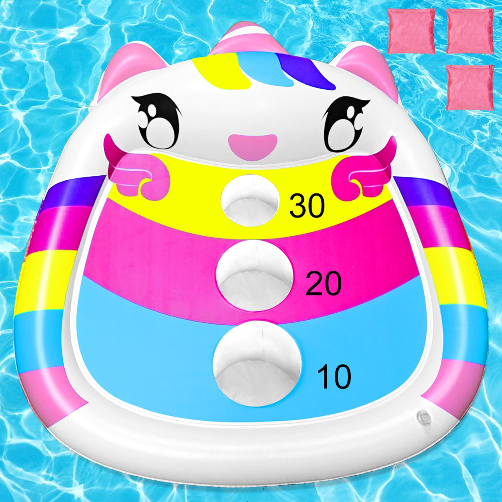 JOINBO unicorn cornhole board floats in pool for family fun
